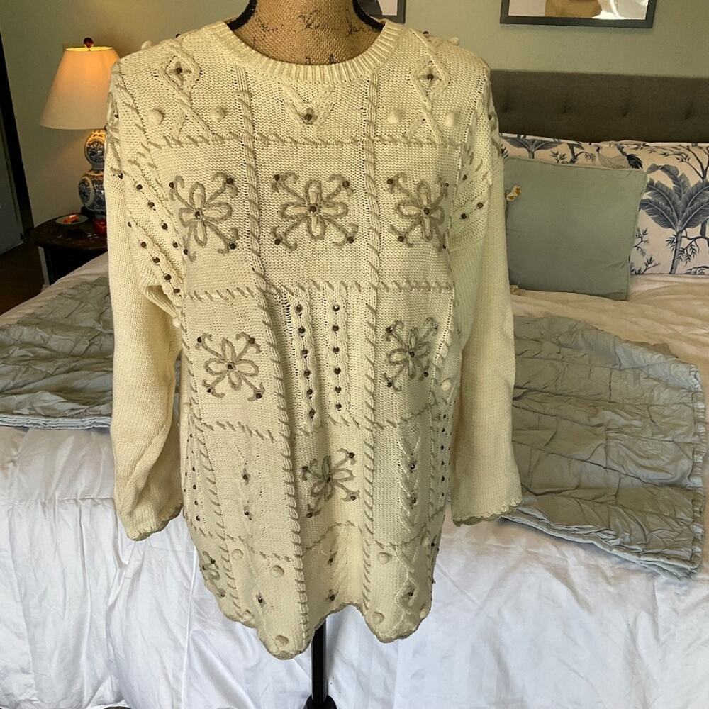 Vintage 1995 100% cotton British Tulchan Grandmacore Sweater M